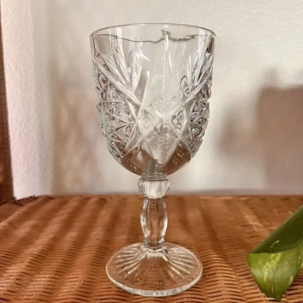 Vintage Libby brilliant Pressed Glass Water Goblet Wine Barware Drinkware
